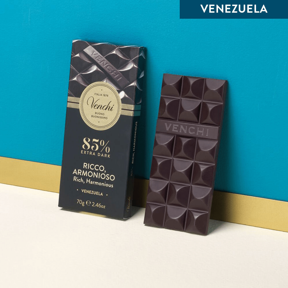Venchi Ricco Armonioso 85% Extra Dark Chocolate Bar - 70g