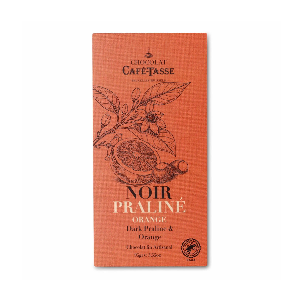 Cafe-Tasse Noir Praline Orange Dark Chocolate & Orange Praline Bar - 95g