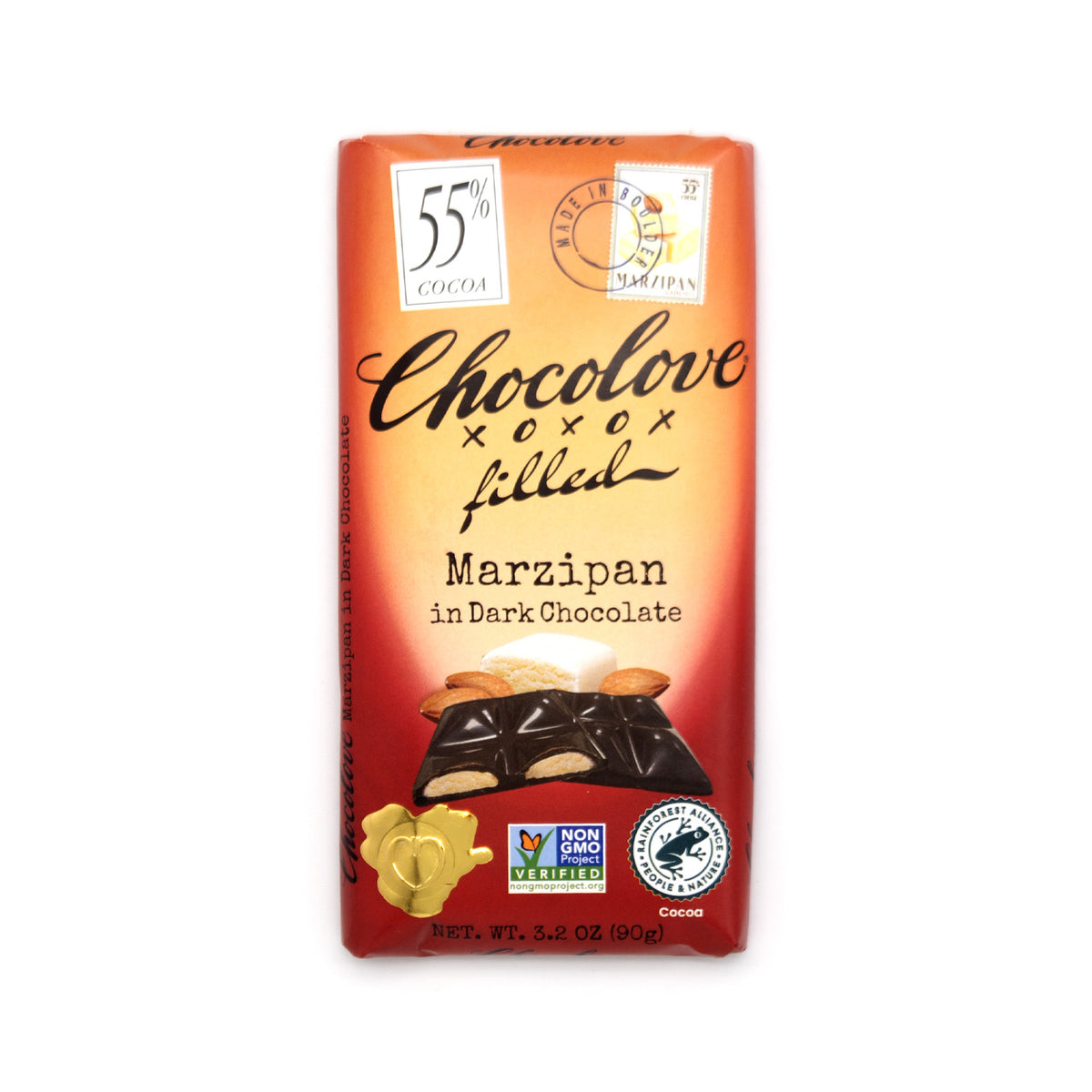 Chocolove Marzipan in 55% Dark Chocolate Bar - 90g