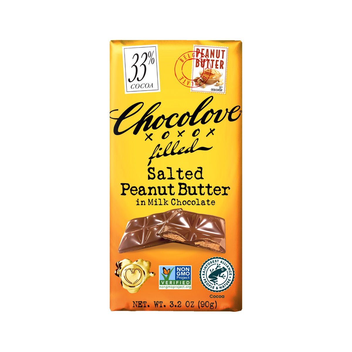 Chocolove Salted Peanut Butter in 33% Milk Chocolate Bar - 90g