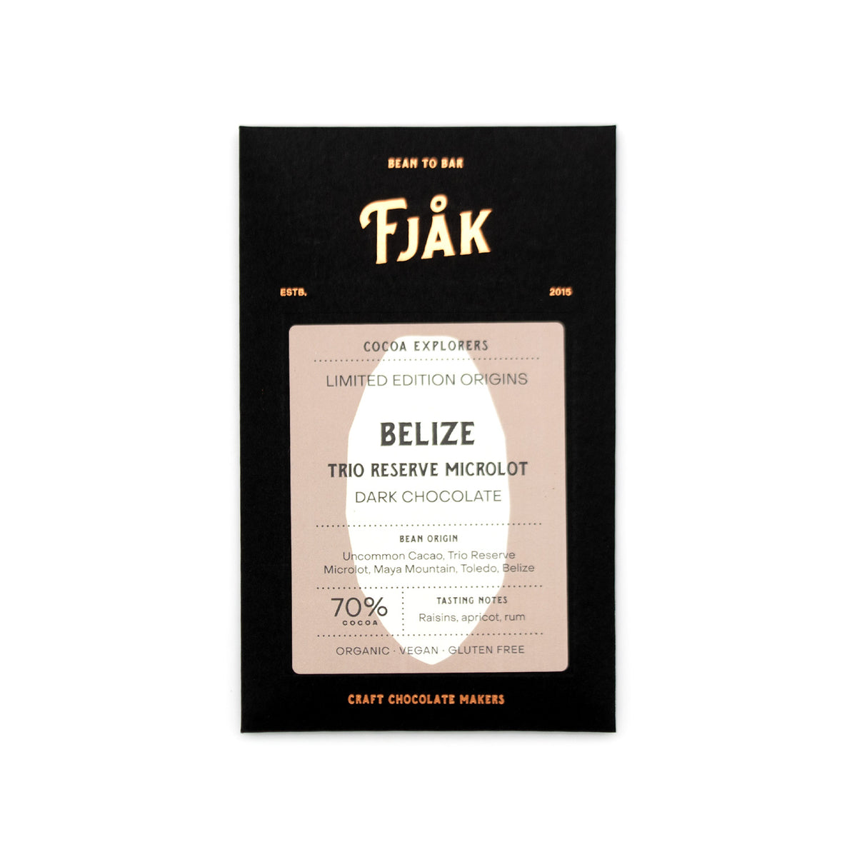 Fjak Belize 70% Single Origin Dark Chocolate Bar - 60g