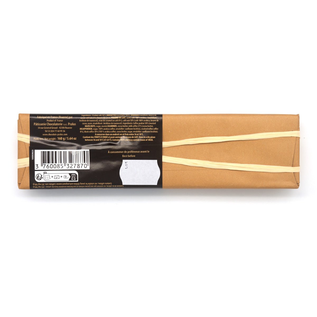 Pralus Infernale Cafe Coffee & Hazelnut Praline Chocolate Bar - 160g