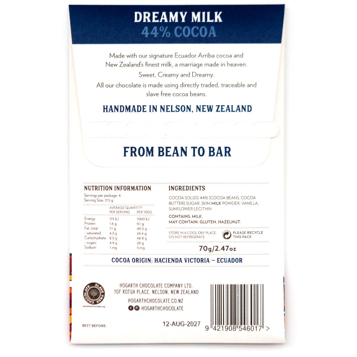 Hogarth Dreamy Milk 44% Single Origin Milk Chocolate Bar - 70g