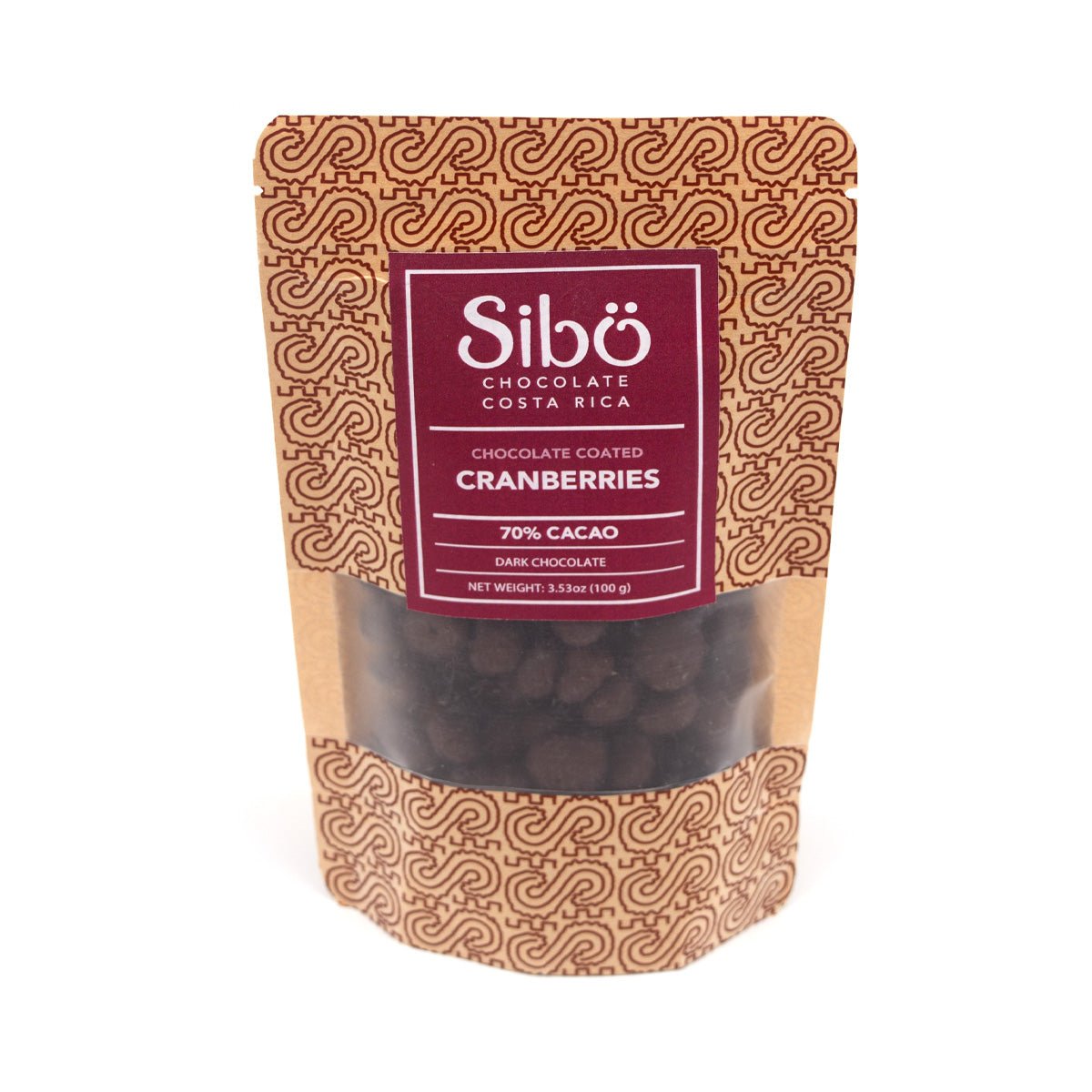 Sibu Cranberries Covered in 70% Single Origin Dark Chocolate Pouch - 100g