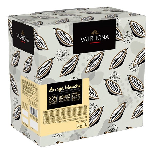 Valrhona chocolate packaging with cocoa bean pattern