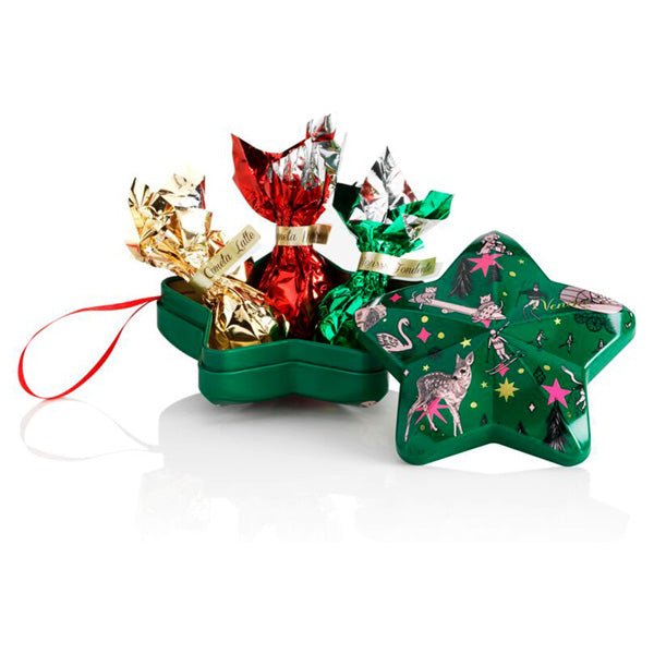 Venchi Anna Higgie Star Metal Tin with Milk & Dark Chocolate Comets- 3 pc - 37g (Past Date)