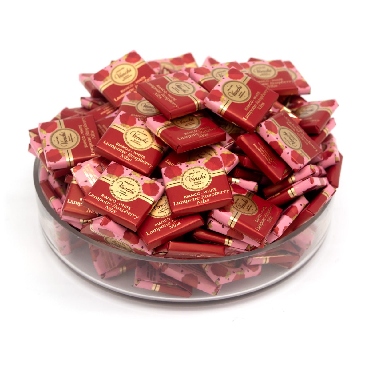 Venchi Bianco Lampone 31% White Chocolate with Raspberry & Nibs Napolitains (Overstock)