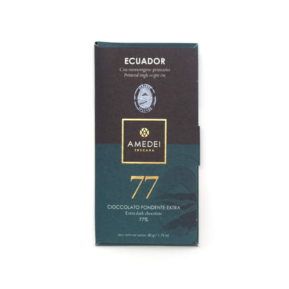Amedei Ecuador chocolate bar packaging on a white background