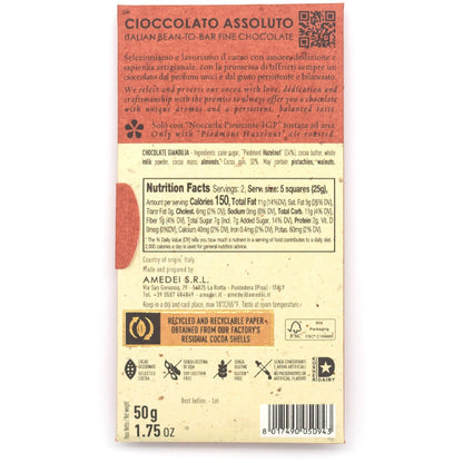 Amedei Toscano Cioccolato Gianduja 32% Milk Chocolate & Hazelnut Bar - 50g