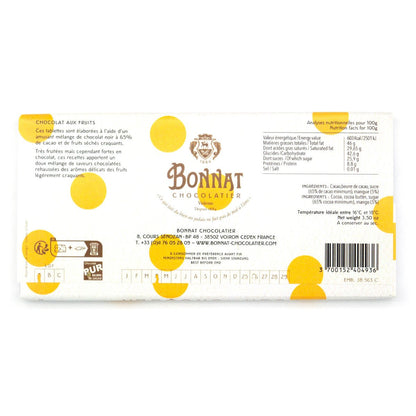 Bonnat chocolate packaging with branding and product details on a white background