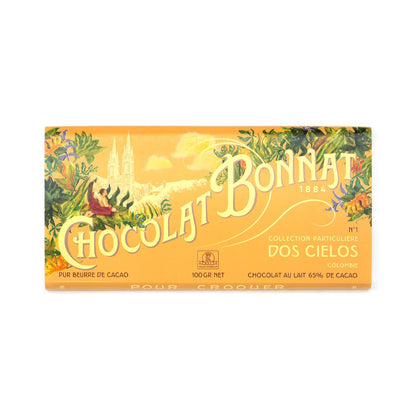 Chocolat Bonnat chocolate bar packaging with decorative elements on a white background