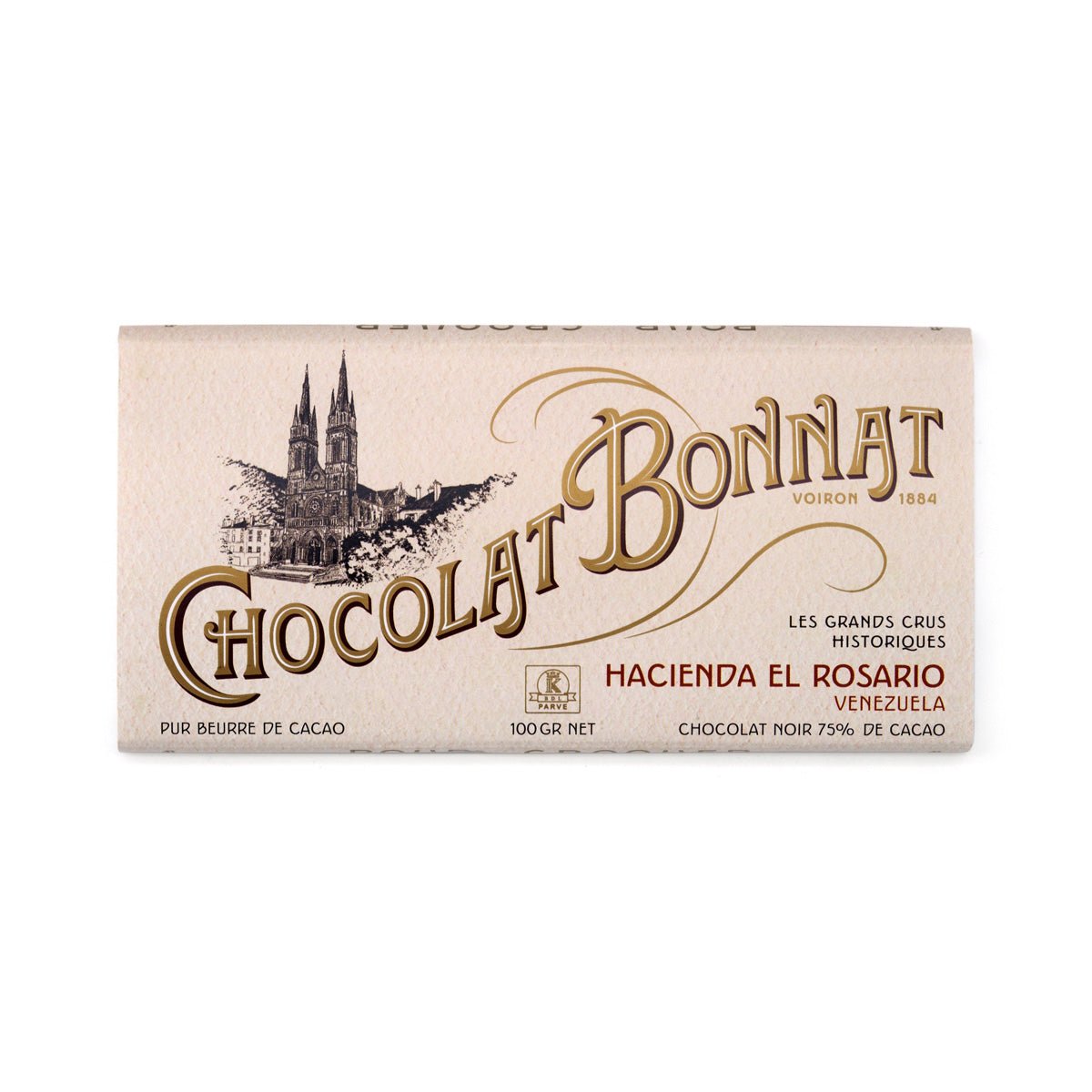 Chocolat Bonnat chocolate bar packaging on a white background