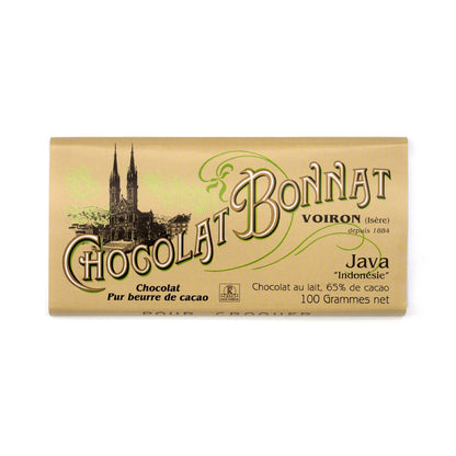 Chocolat Bonnat Java chocolate bar packaging on a white background