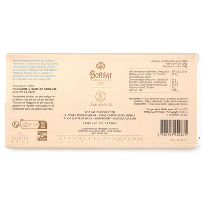Bonnat chocolate packaging with text and branding on a white background