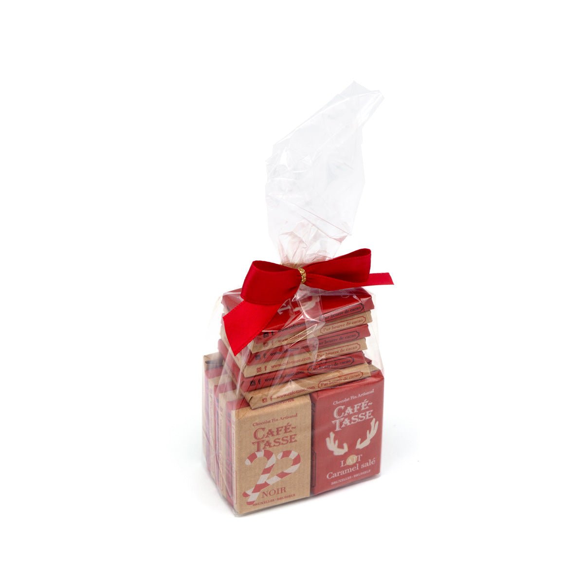 Café-Tasse Assorted Chocolate Mini-Bars Christmas Bag - 20-pc