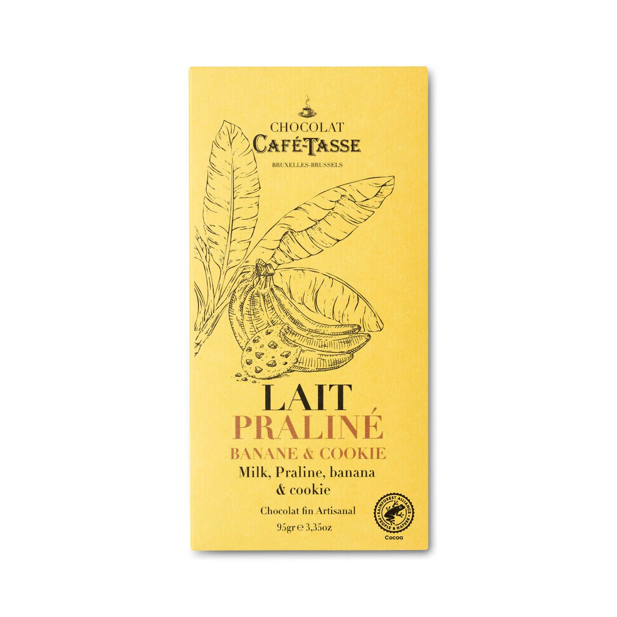 Cafe-Tasse Banana Praline & Cookie Milk Chocolate Bar - 95g