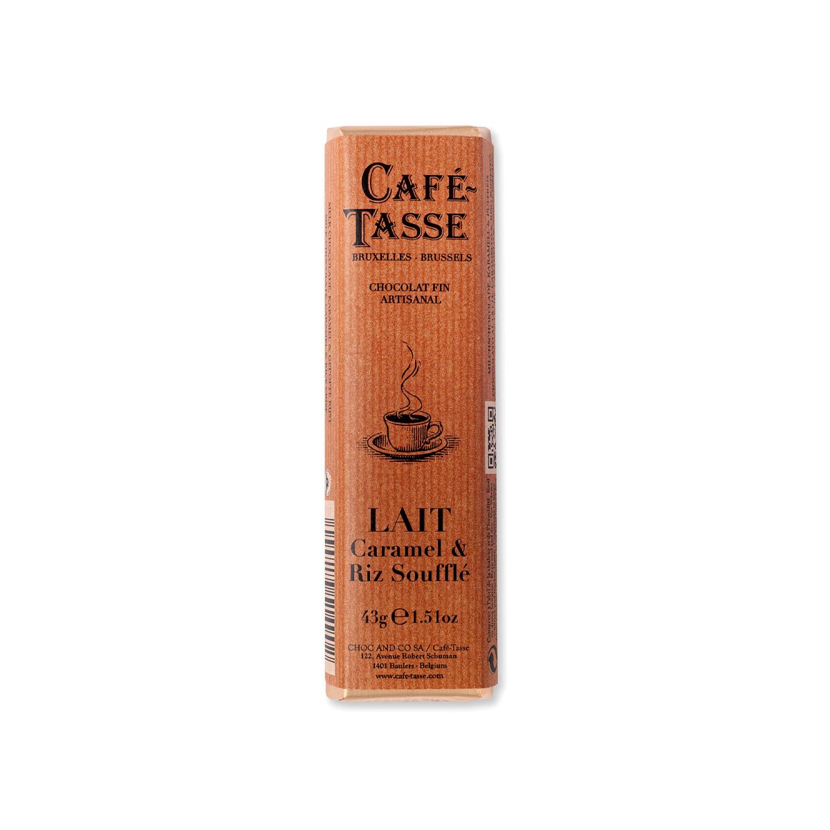 Cafe-Tasse Lait Caramel & Riz Soufflé 38% Milk Chocolate & Rice Souffle Bar - 45g