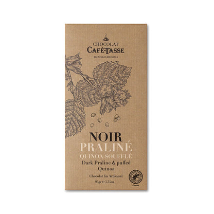 Cafe-Tasse Noir Praline Quinoa Souffle Dark Chocolate Praline & Puffed Quinoa Bar - 95g