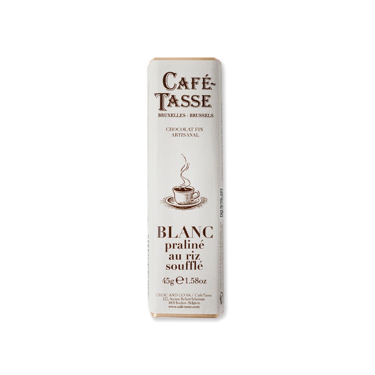 Café-Tasse Praline & Puffed Rice in 27% White Chocolate Bar - 45g