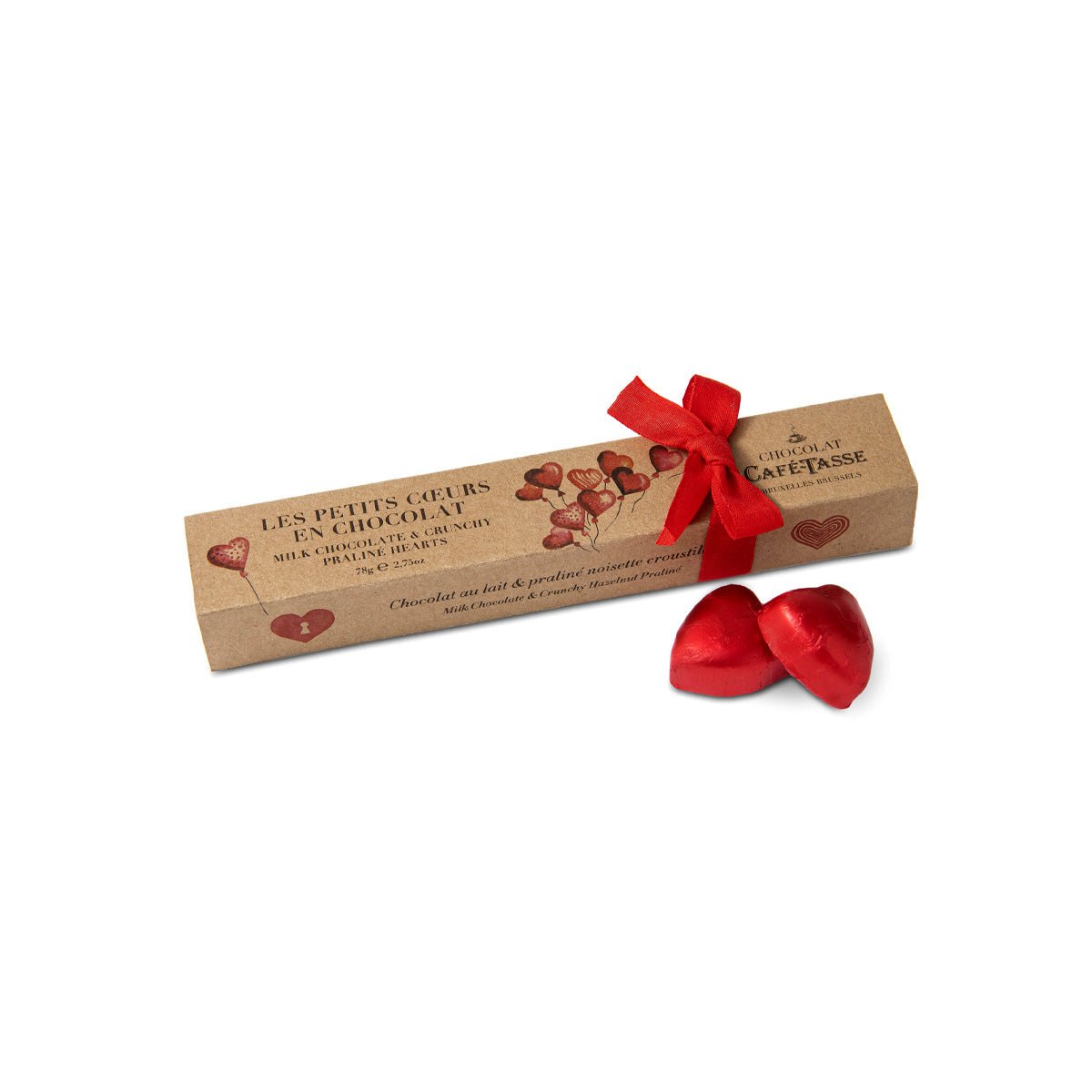 Café-Tasse Heart Shaped Hazelnut Praliné Milk Chocolates - 6 pc - 78g (Past Date)