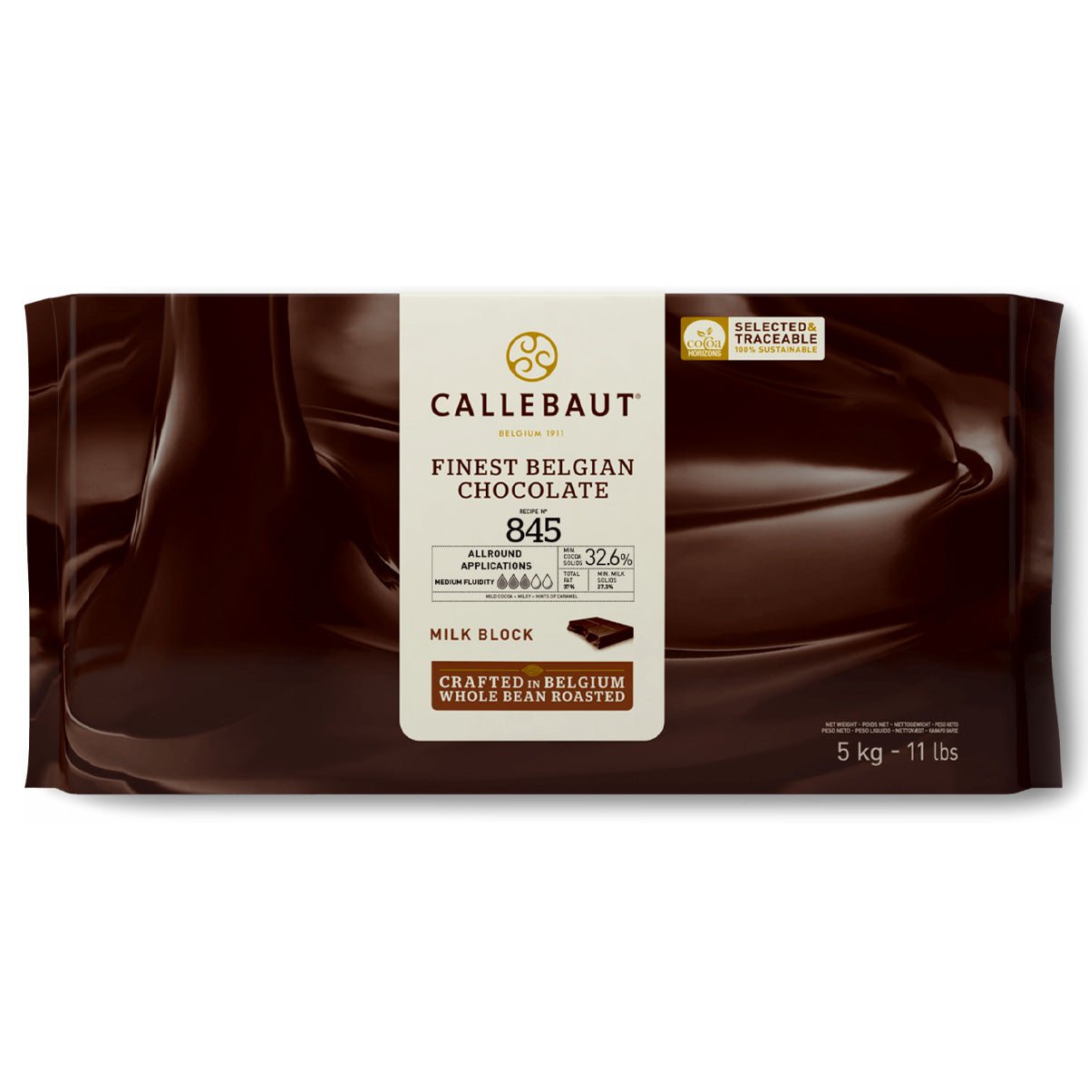 Callebaut 845NV Natural Vanilla 32% Milk Chocolate Bloc - 5 kg