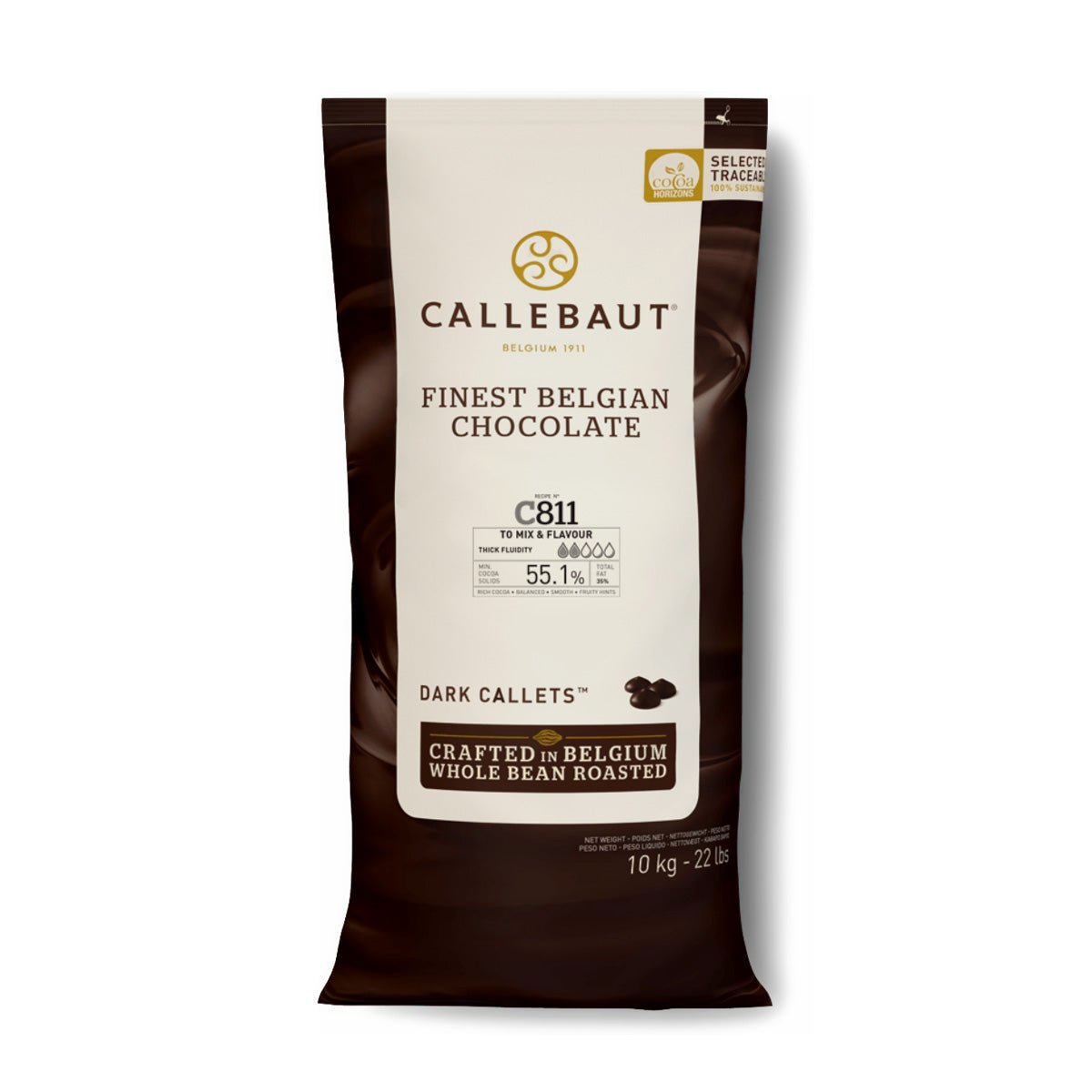 Callebaut C811NV Natural Vanilla 53.1% Semi-Sweet Dark Chocolate Callets