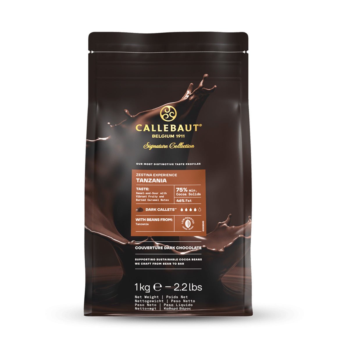 Callebaut Tanzanie Pistoles 75% Single Origin Dark Chocolate Couverture Discs