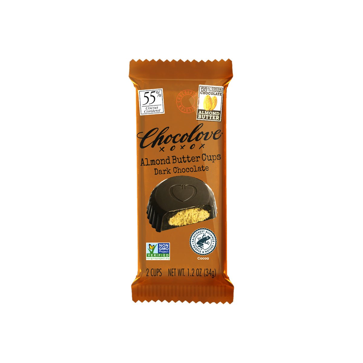 Chocolove Almond Butter in 55% Dark Chocolate Cups - 34g