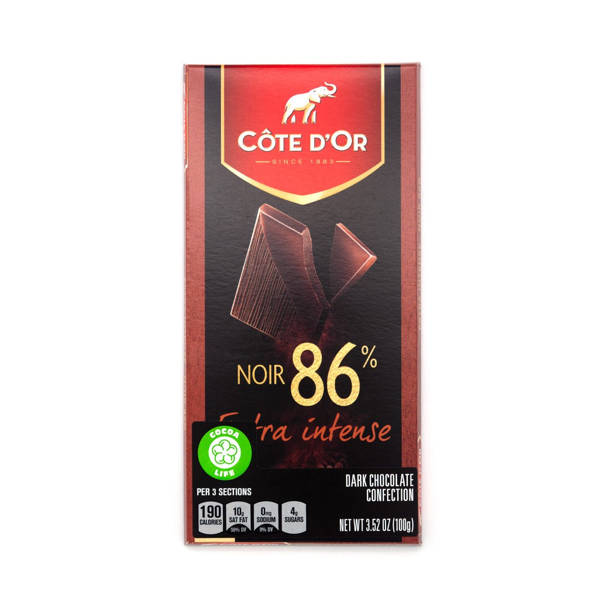 Cote d'Or Experiences Noir Brut 86% Bittersweet Dark Chocolate Bar - 100g