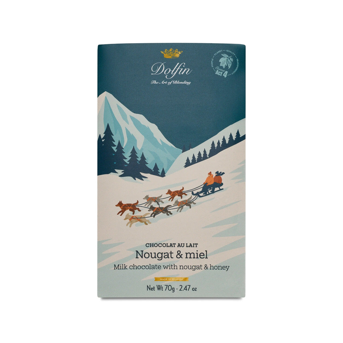 Dolfin 37% Milk Chocolate with Nougat & Honey Bar - 70g
