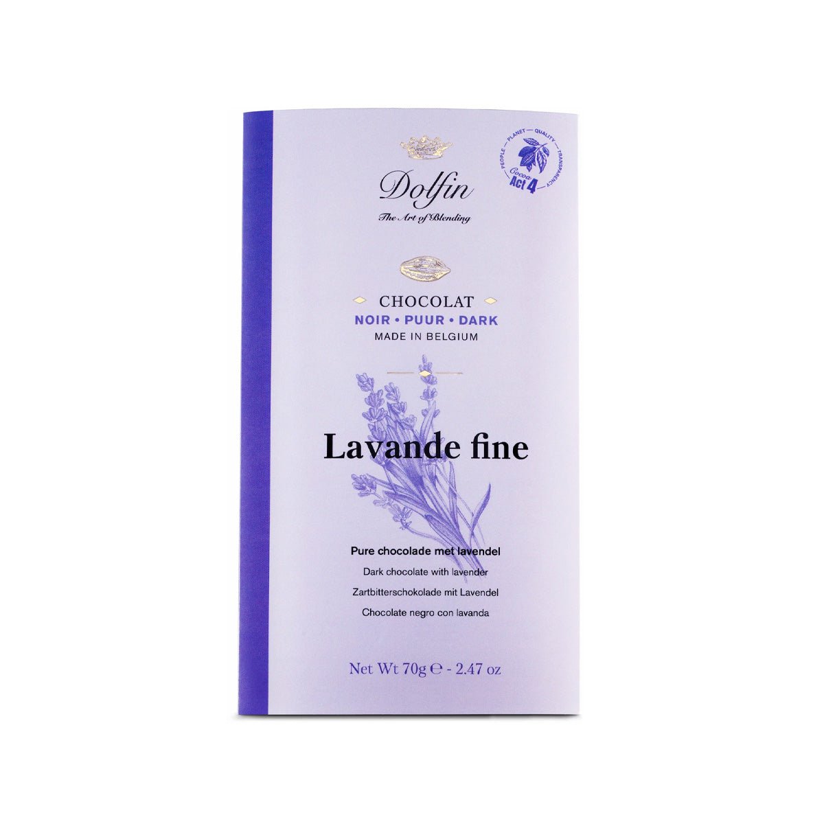 Dolfin Lavande Fine 60% Dark Chocolate with Lavender Bar - 70g