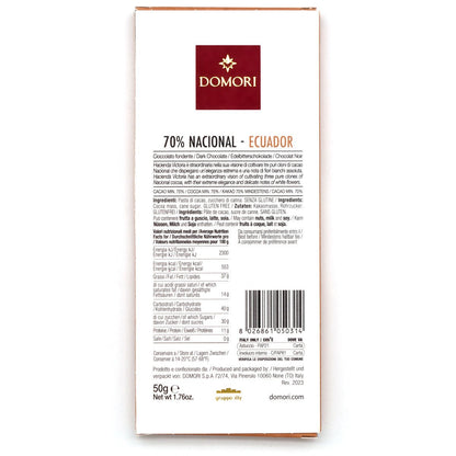 Domori Nacional  Ecuador 70% Single Origin Dark Chocolate Bar - 50g