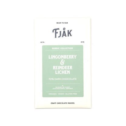 Fjak 70% Dark Chocolate with Lingonberry & Reindeer Lichen Bar - 60g