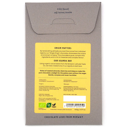 Fjak Uganda 100% Single Origin Dark Chocolate Bar - 60g