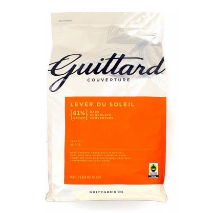 Guittard Couverture Lever Du Soleil dark chocolate packaging on a white background
