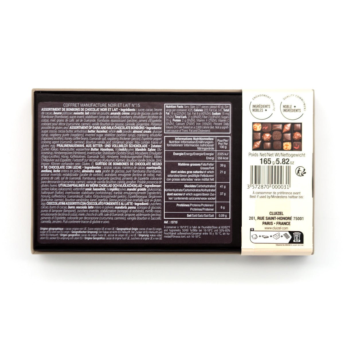 Michel Cluizel Assorted Dark and Milk Chocolate Truffles Box - 15 pc