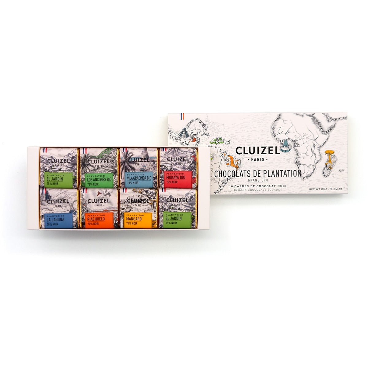 Michel Cluizel Chocolats de Plantation Dark Chocolate 16 Napolitains Gift Box - 80g