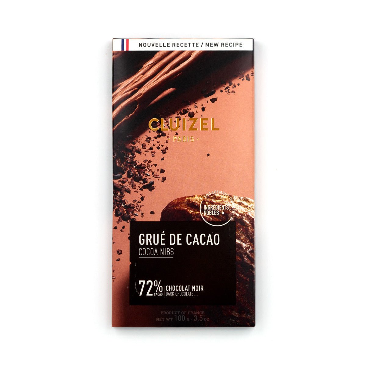 Michel Cluizel Grué de Cacao BIO 70% Dark Chocolate & Nibs Bar - 100g