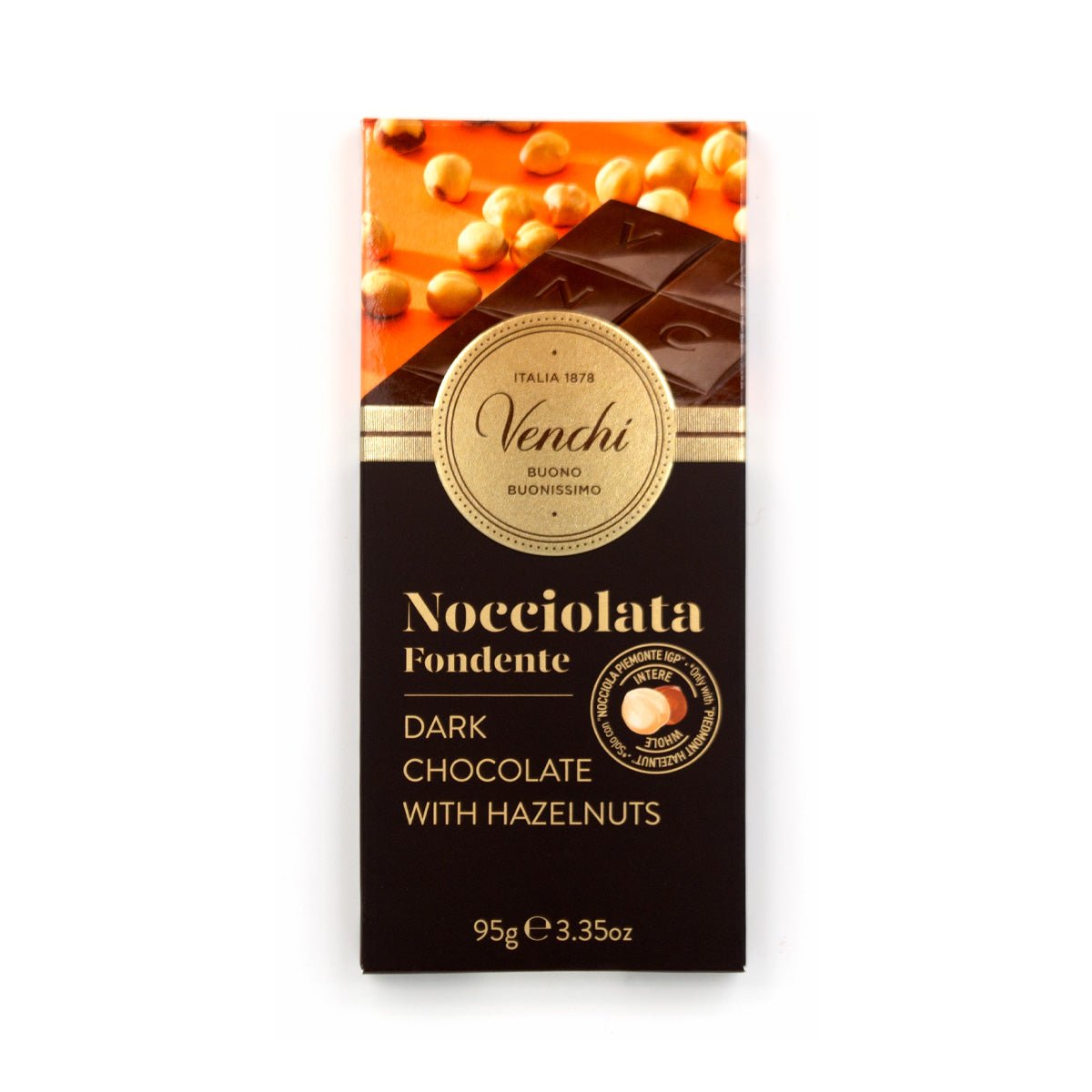 Venchi Nocciolata Fondente 60% Dark Chocolate & Hazelnuts Bar - 95g (Past Date)