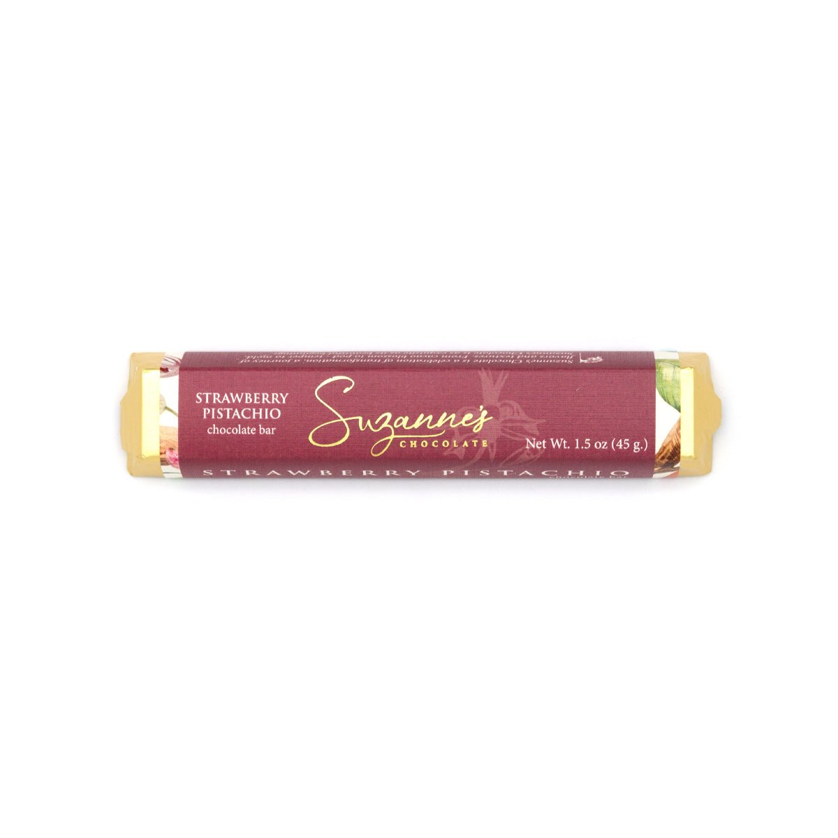 Suzanne's Chocolate Strawberry Pistachio 61% Dark Chocolate Bar - 45g