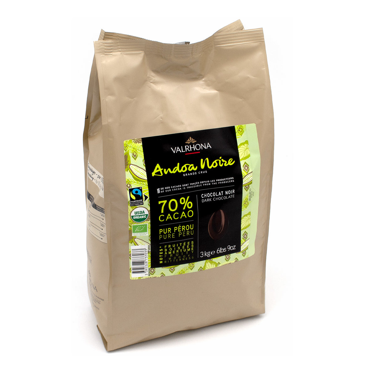 Valrhona Andoa Noire Les Feves Organic 70% Dark Chocolate Discs