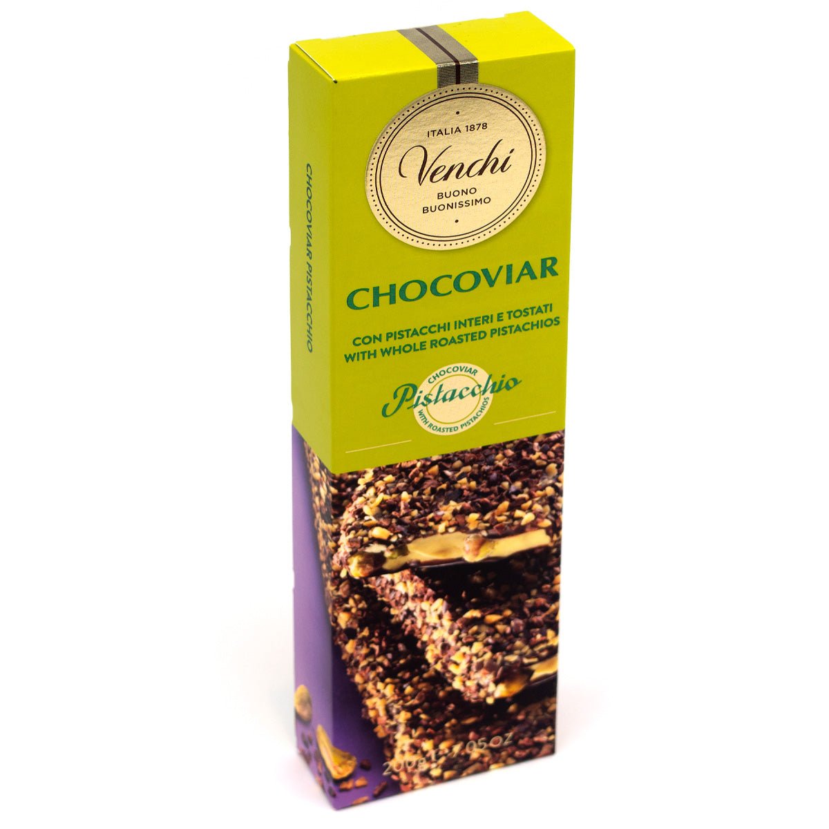 Venchi Chocoviar Pistacchio in 60% Dark Chocolate Bar - 200g (Past Date)