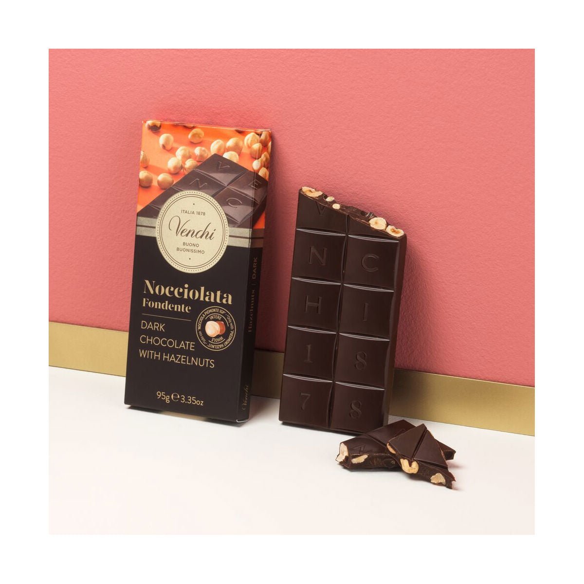 Venchi Nocciolata Fondente 60% Dark Chocolate & Hazelnuts Bar - 95g (Past Date)