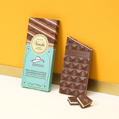Venchi Tiramisu 47% Milk Chocolate with Mascarpone & Coffee Bar - 110g
